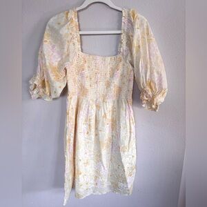 Billabong Yellow Floral Smocked Dress